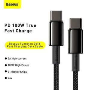Baseus Tungsten Gold Fast Charging Data Cable Type-C to Type-C 100W 2M Black